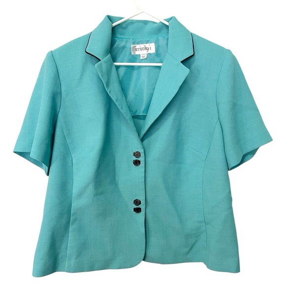 Studio I Jackets & Blazers - Studio I 18W Teal Blazer Jacket Short Sleeve Business Church Grandma Mom Core